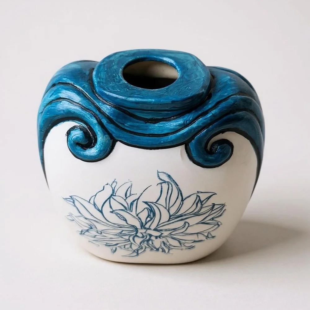 Blue and White Floral Vase